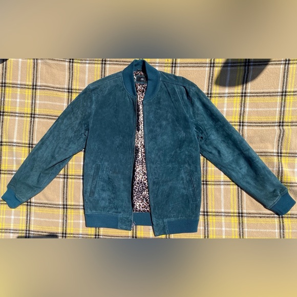 Obey Other - Obey Suede Bomber Jacket in Slate Blue/Green
